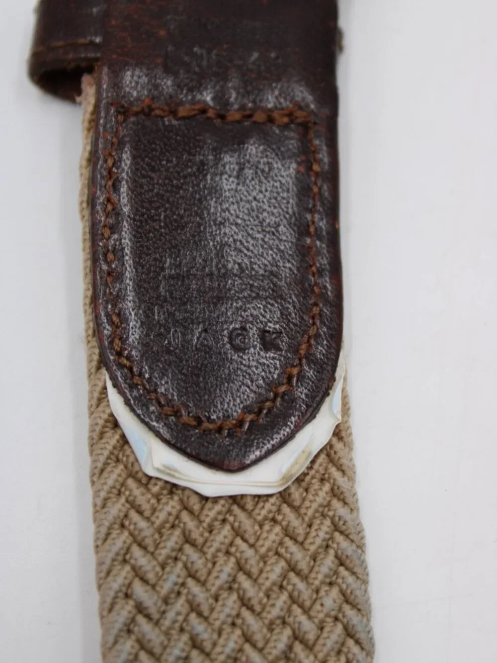 Dockers Tan Braided Stretch Cord Belt Mens Size 40 Brown Leather Ends Work Golf